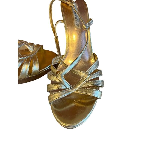 Charles David strappy Metallic Good Cork wedge sandals gold 8.5 - Picture 2 of 8